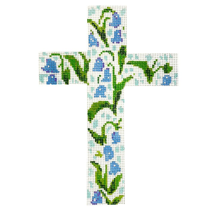 Purple Flowers Cross Painted Canvas Camilla Moss - 1