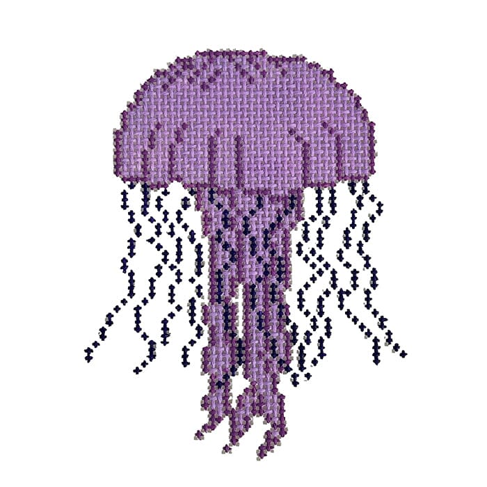 Purple Jellyfish Painted Canvas Stitching with Stacey - 1