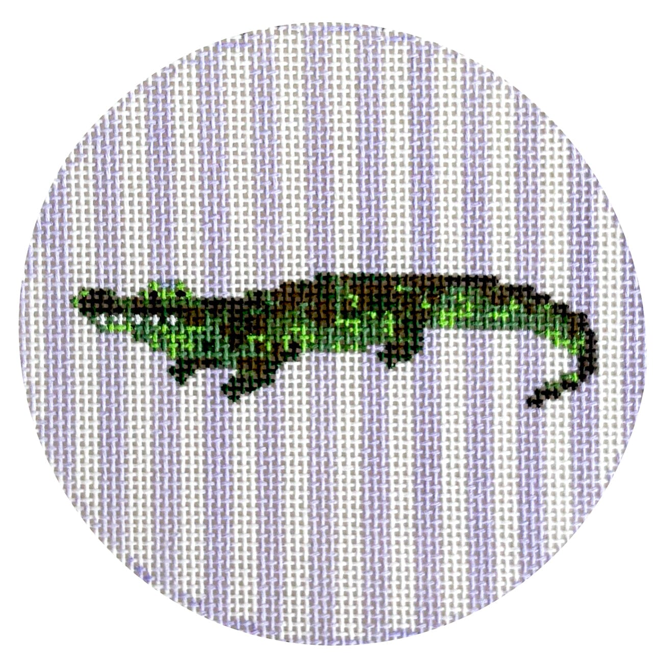 Purple Striped Alligator Round Painted Canvas Spruce Street Studio