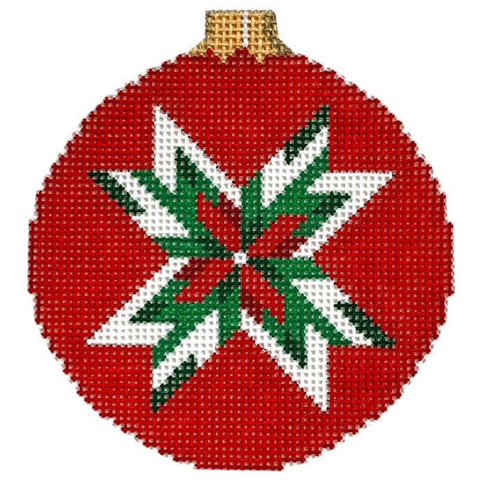 Quilt Star Flower 3 1/4" Round #18 Painted Canvas Susan Roberts Needlepoint Designs Inc. - 1
