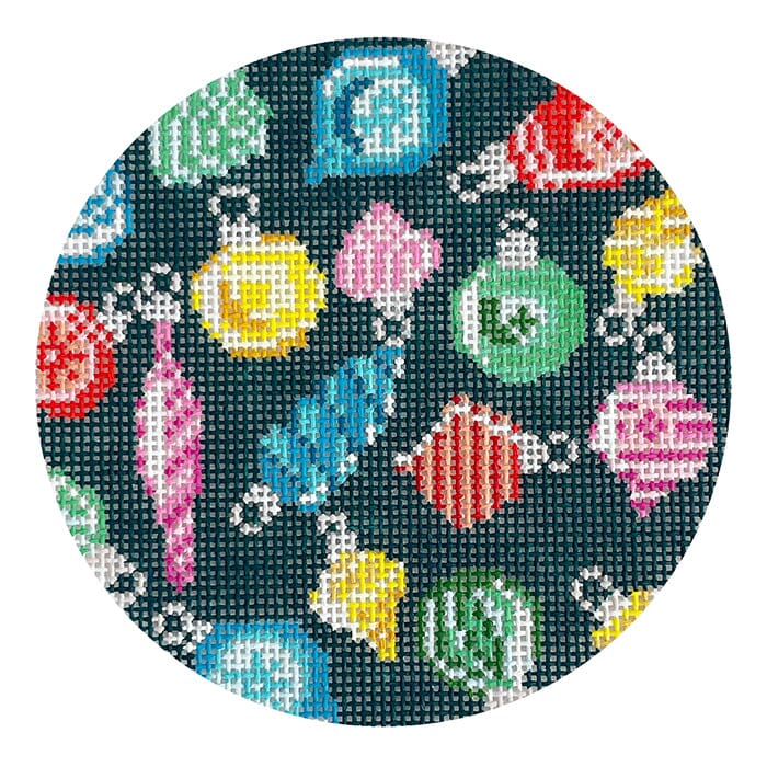 Rainbow Baubles Ornament Painted Canvas Mopsey Designs - 1