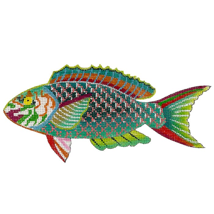 Rainbow Fish Profile Painted Canvas Colors of Praise