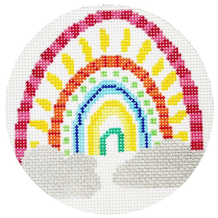 Rainbow Glittery Ornament Painted Canvas Laura Love Designs - 1