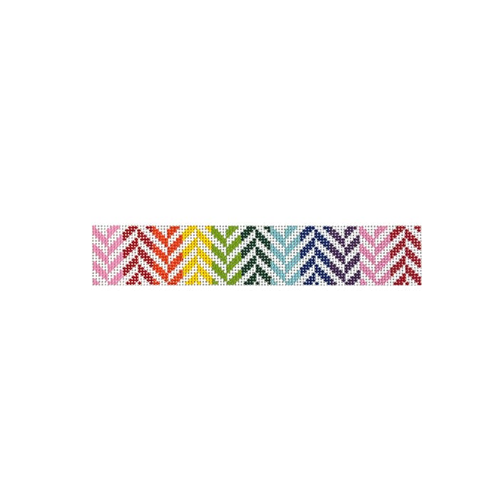 Rainbow Herringbone Key Fob Painted Canvas Initial K Studio - 1