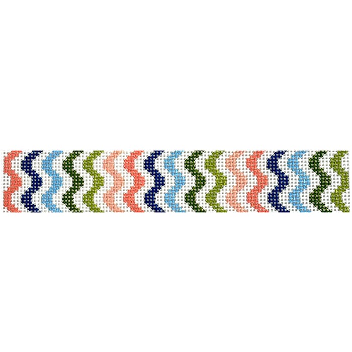 Rainbow Squiggle Fob Painted Canvas Goodpoint Needlepoint