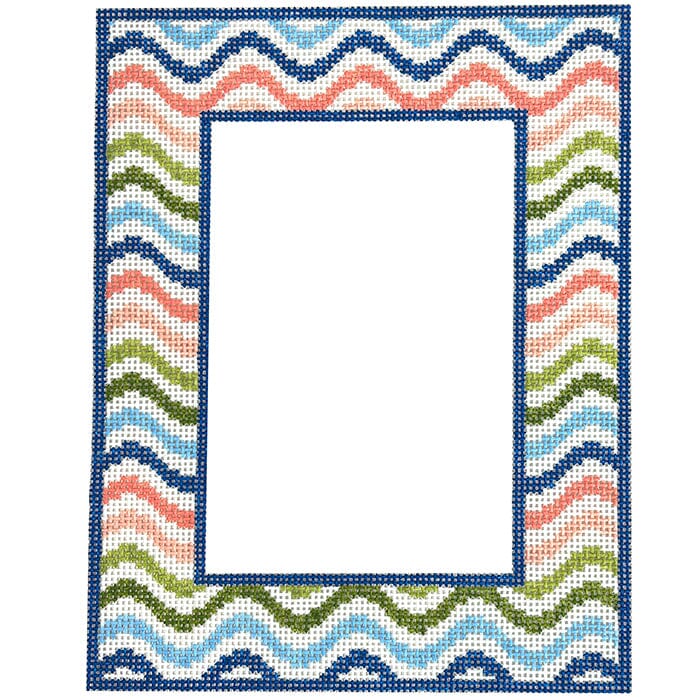 Rainbow Squiggle Frame Painted Canvas Goodpoint Needlepoint