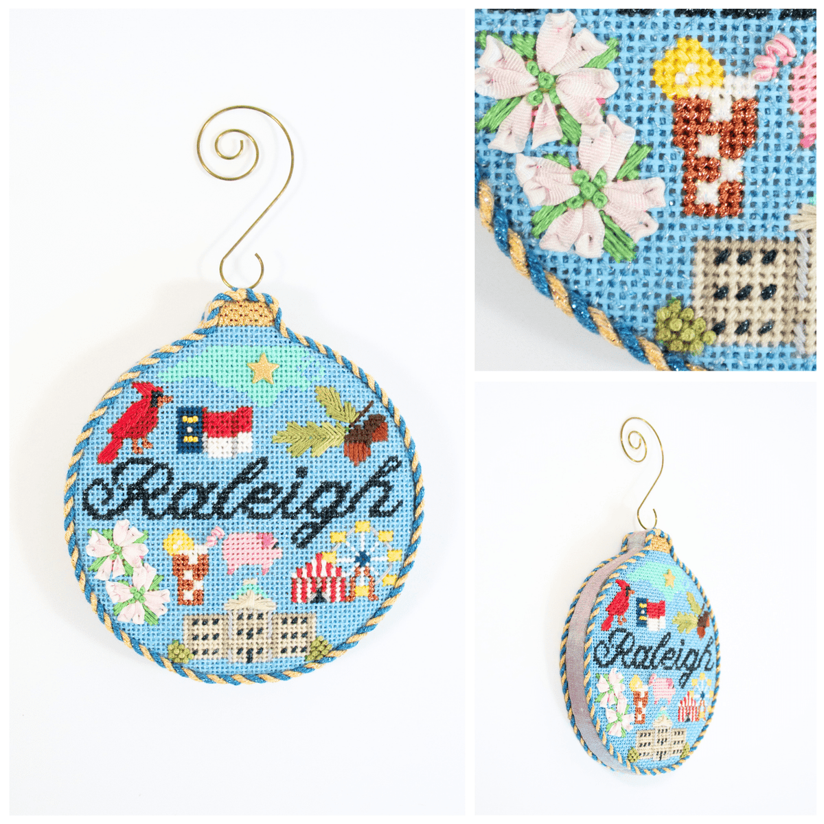 Raleigh Travel Round with Stitch Guide and Online Class Painted Canvas Kirk & Bradley - 3