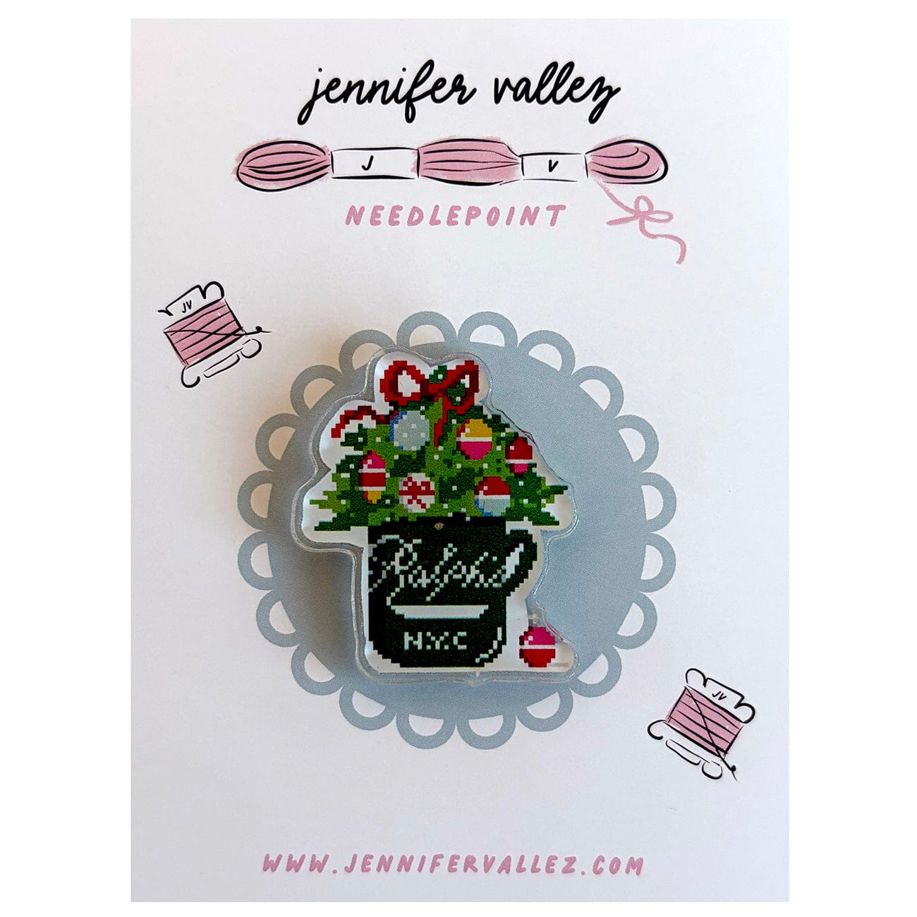Ralph's Xmas Cup Acrylic Needle Minder Accessories Jennifer Vallez Needlepoint - 1