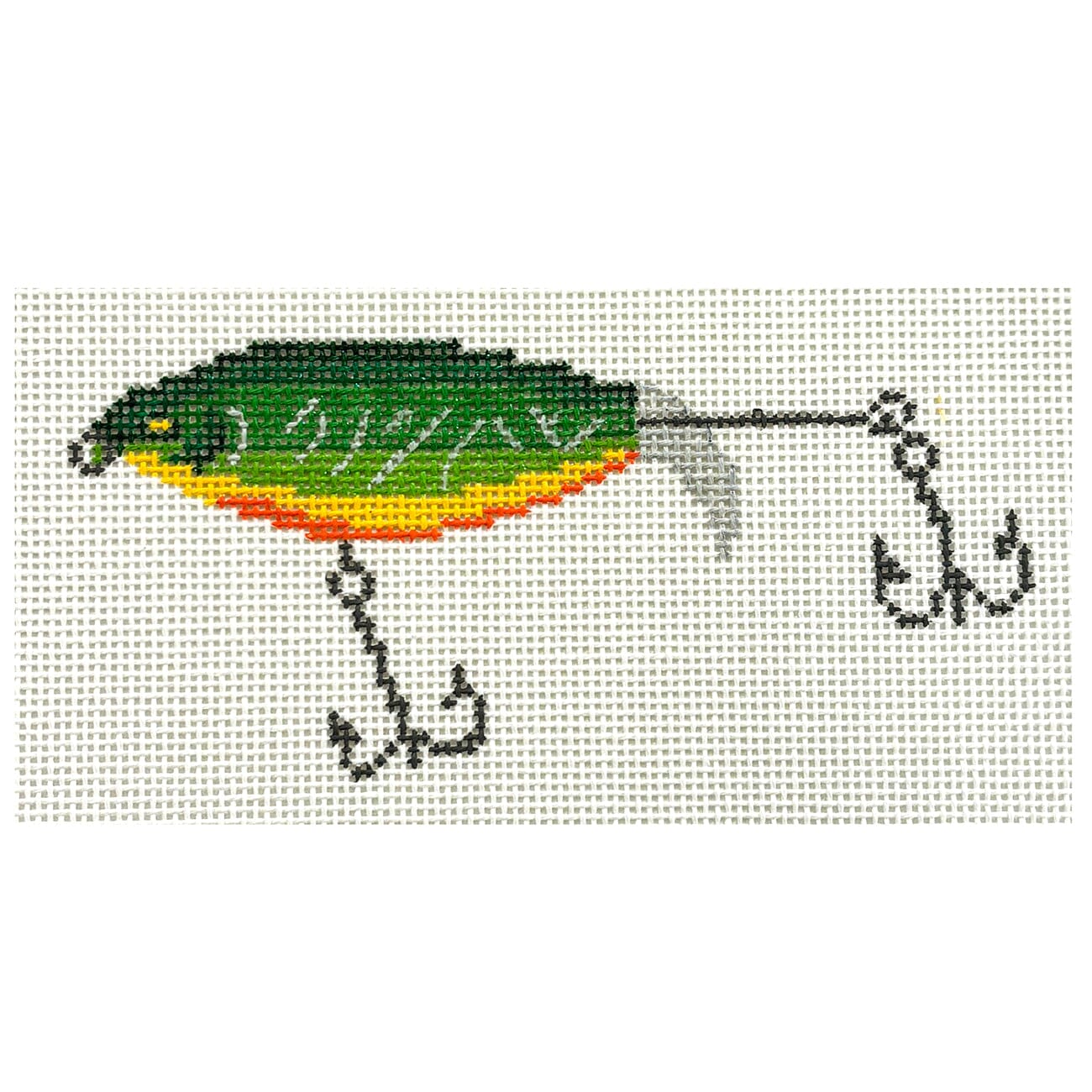 Rattle Trap Lure   Green Painted Canvas Elm Tree Needlepoint