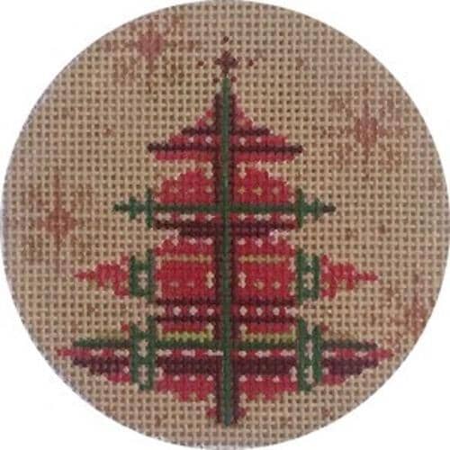 Red and Green Plaid Tree Painted Canvas Alice Peterson Company - 1