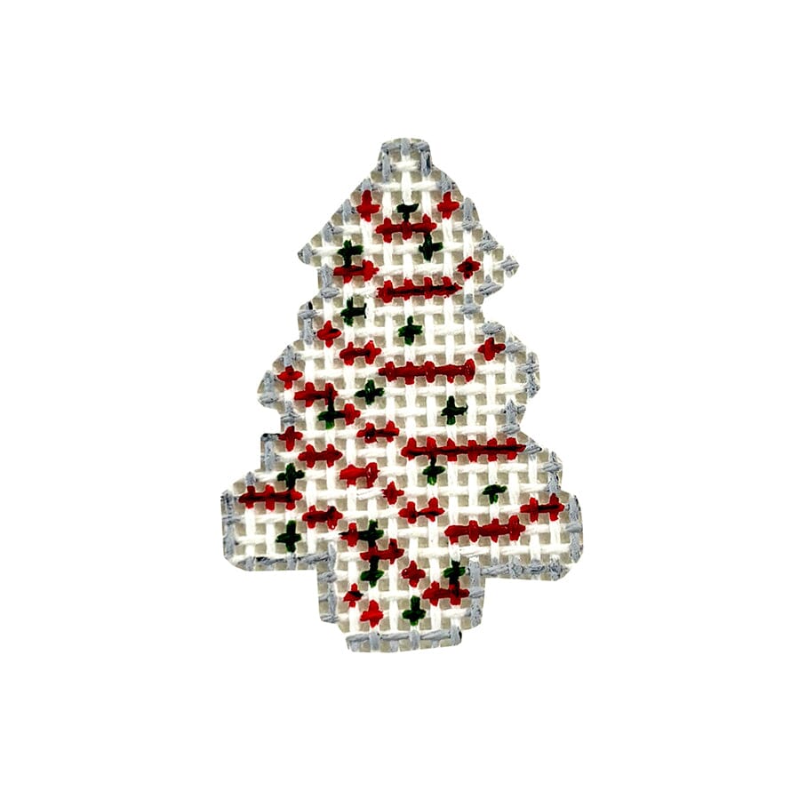 Red and White Tree Mini Painted Canvas Meg Francez Needlepoint - 1