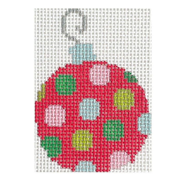 Red Bauble with Dots Painted Canvas Pippin - 1