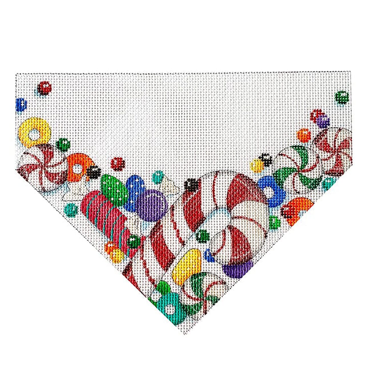 Red Candy Cane Stocking Top Printed Canvas Two Sisters Needlepoint - 1