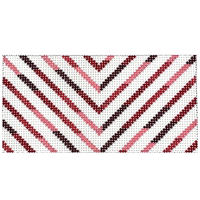Red Chevron 3x6 Clutch Insert Painted Canvas Anne Fisher Needlepoint LLC - 1