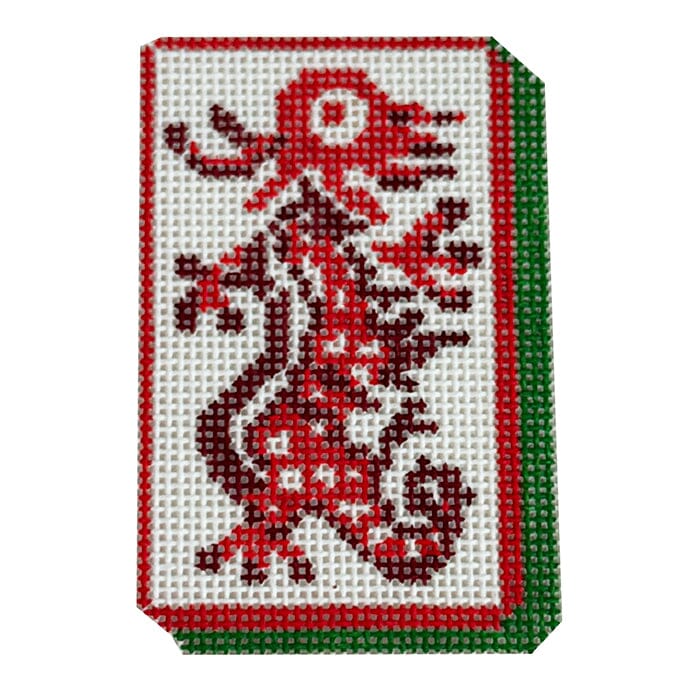 Red Dragon Ornament Painted Canvas KCN Designers - 1