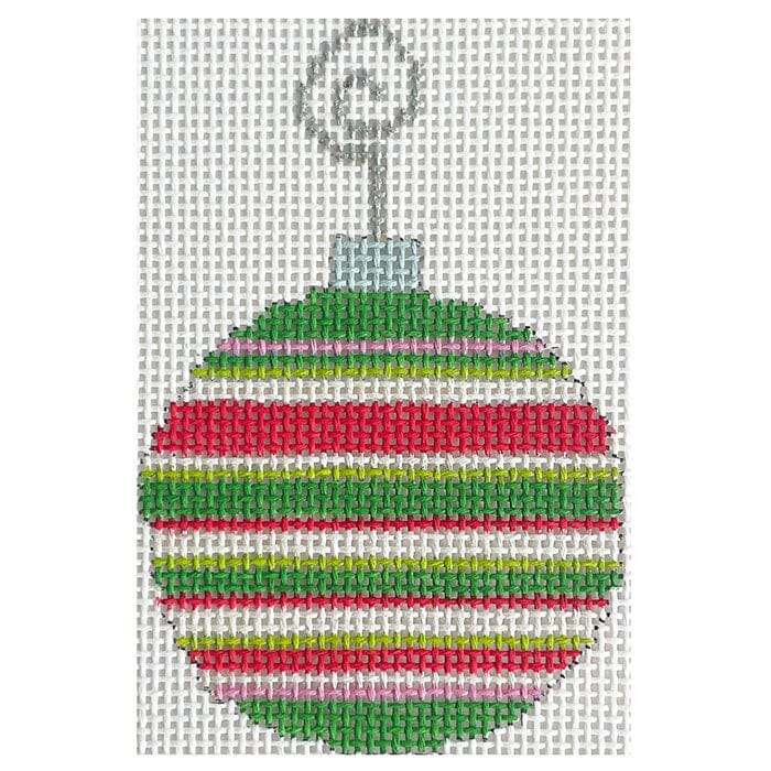 Red & Green Striped Bauble Painted Canvas Pippin - 1