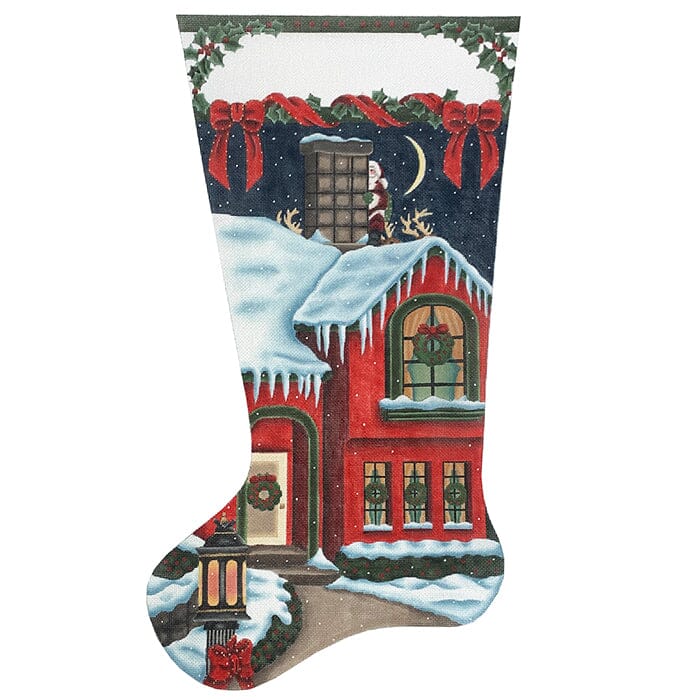 Red House Stocking Painted Canvas Melissa Shirley Designs - 1