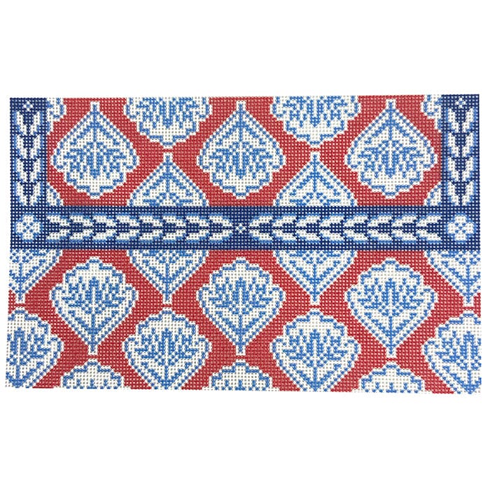 Red Medallion Clutch Painted Canvas Anne Fisher Needlepoint LLC