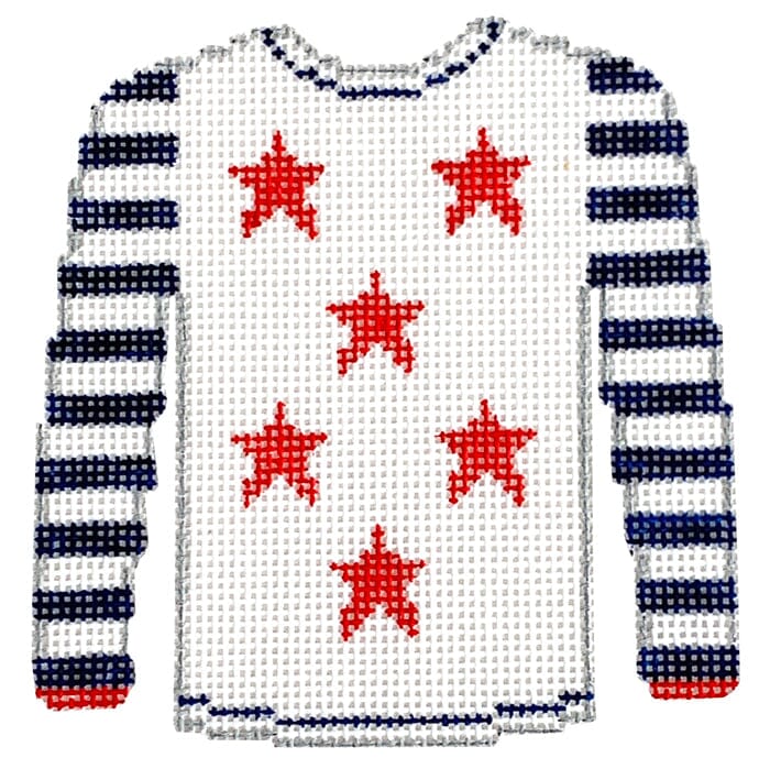 Red Stars on White Sweater Painted Canvas Kristine Kingston 