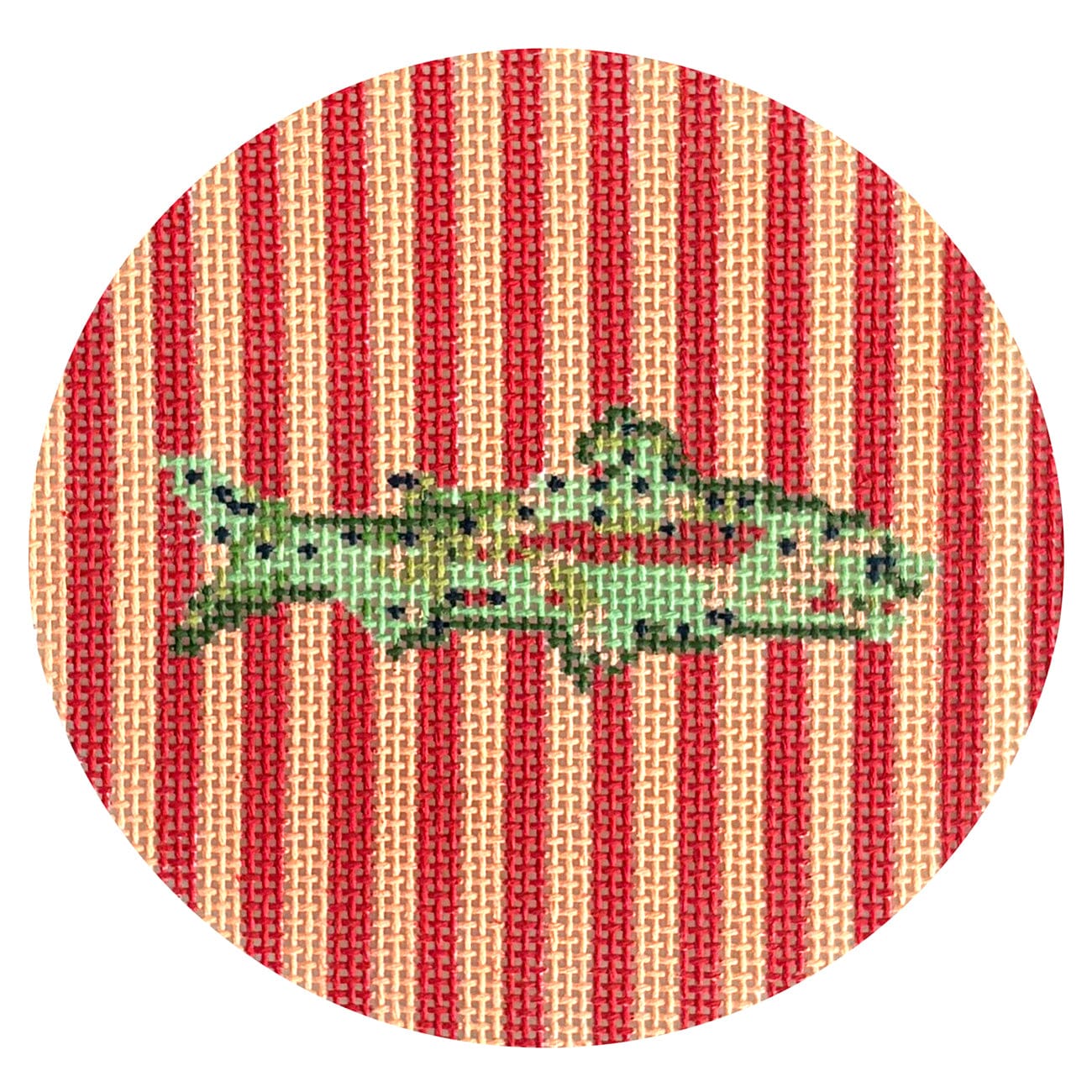 Red Striped Fish Round Painted Canvas Spruce Street Studio