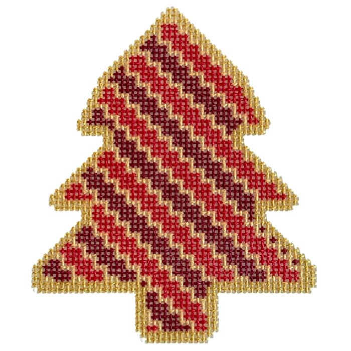 Red/Gold Continuous Mosaic Tree Printed Canvas Two Sisters Needlepoint