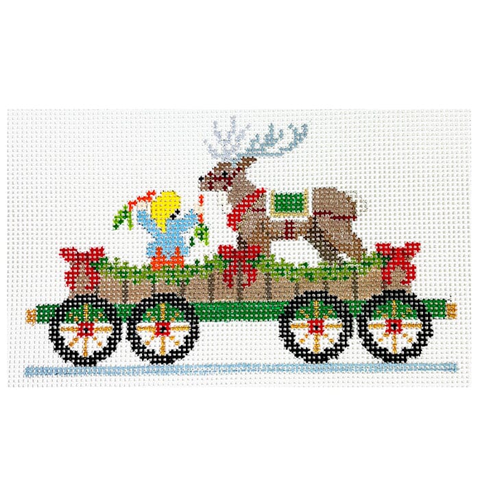 Reindeer North Pole Express Painted Canvas Susan Roberts Needlepoint Designs Inc. - 1