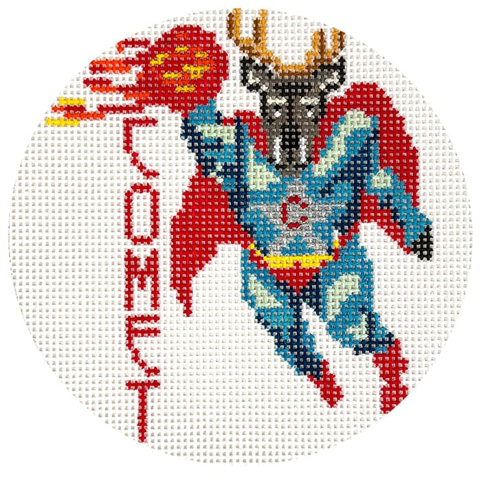 Reindeer Series Comet Ornament Painted Canvas The Gingham Stitchery - 1