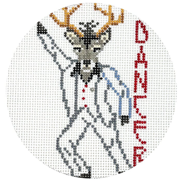 Reindeer Series Dancer Ornament Painted Canvas The Gingham Stitchery - 1