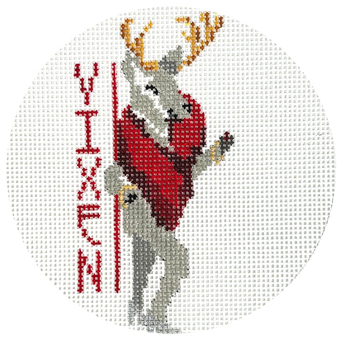 Reindeer Series Vixen Ornament Painted Canvas The Gingham Stitchery - 1