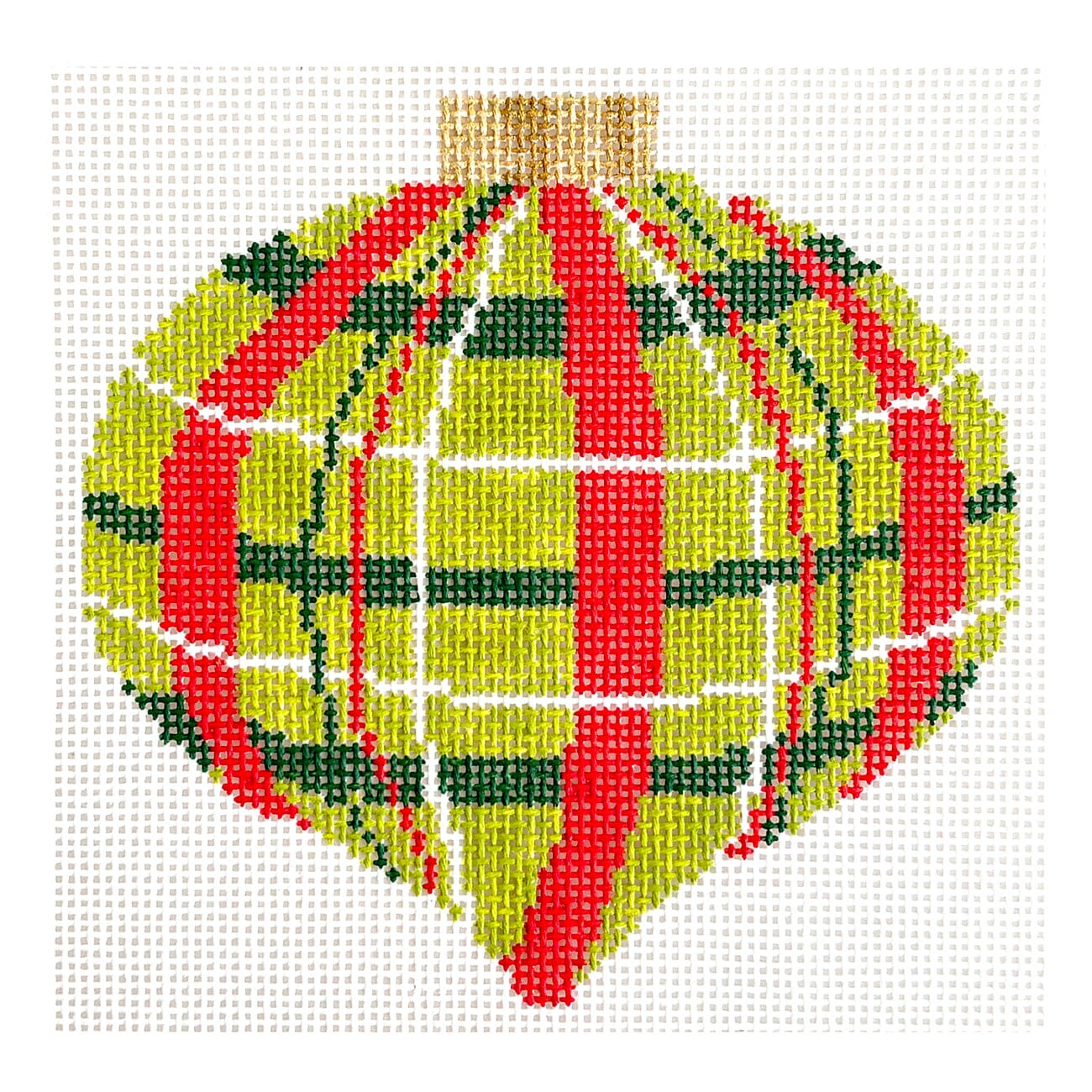 Retro Red / Green Plaid Ornament Painted Canvas Blueberry Point Canvas - 1