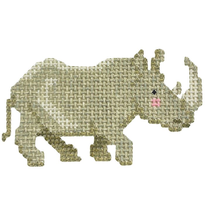 Rhino - Safari Animals Painted Canvas Spellbound Stitchery