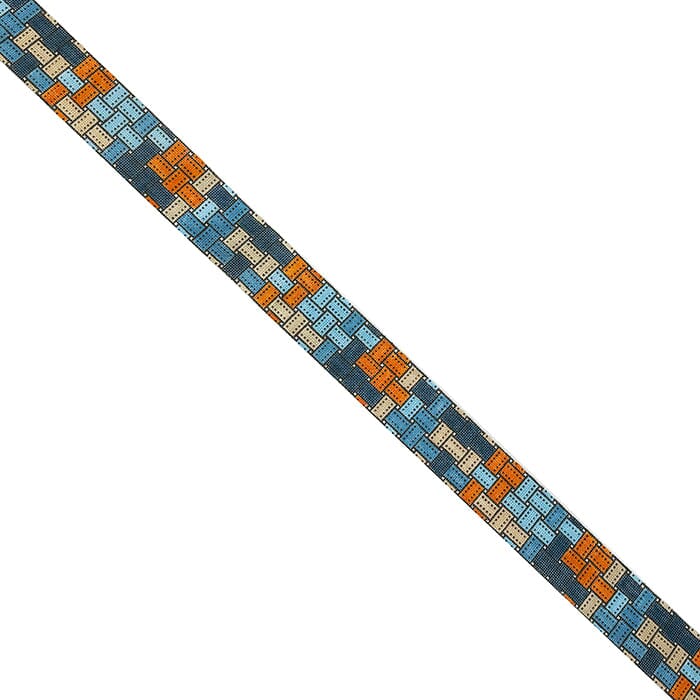 Ribbon Crossbody Strap Leather Painted Canvas Anne Fisher Needlepoint LLC - 1