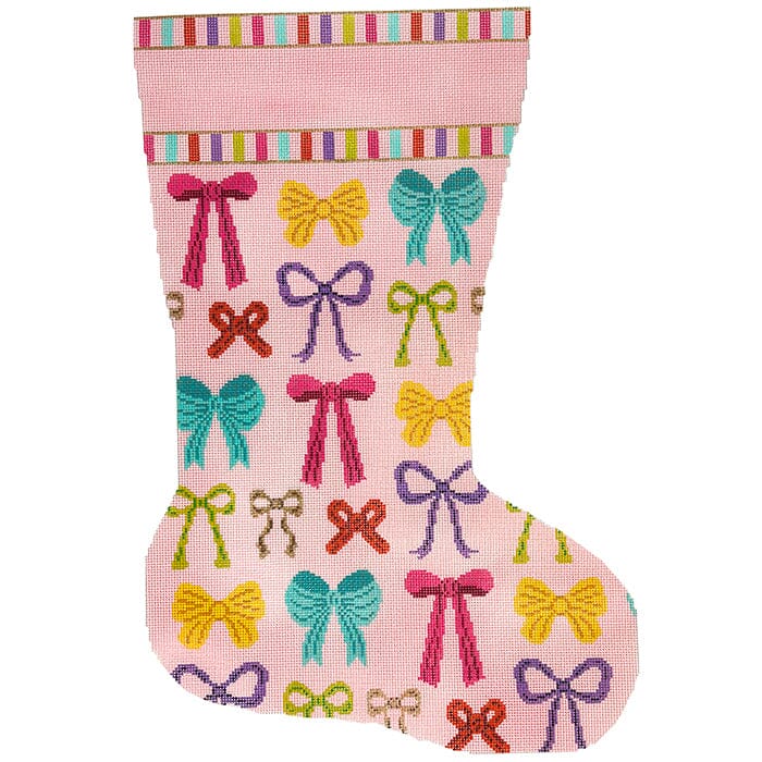 Ribbons and Bows Stocking Painted Canvas Stitch Rock Designs