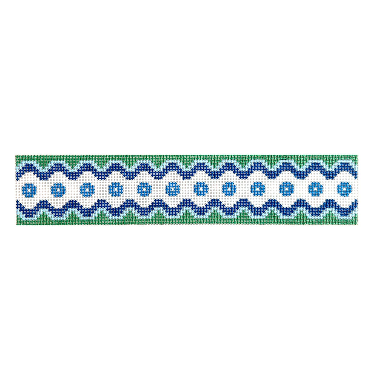 Ric Rac Key Fob Blue and Green Painted Canvas Ann Kaye Studio - 1