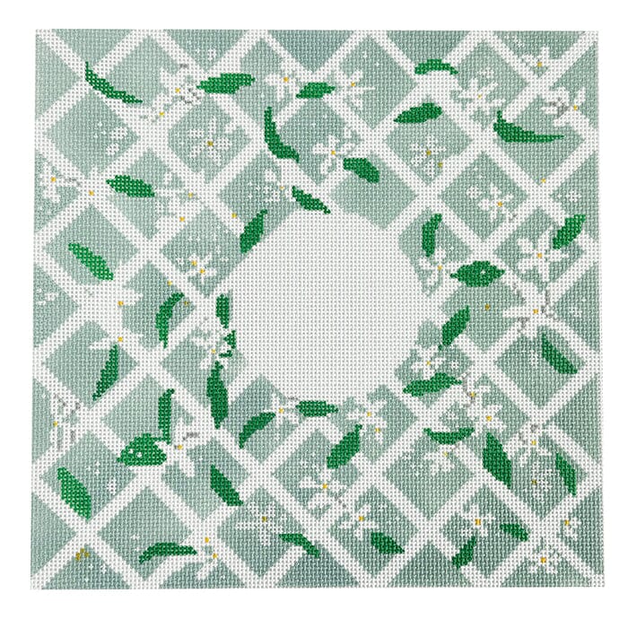 Ring Bearer Pillow Floral Lattice Painted Canvas kcn - 1