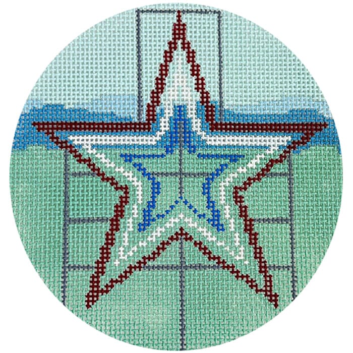 Roanoke Star Round Painted Canvas Blue Ridge Stitchery - 1