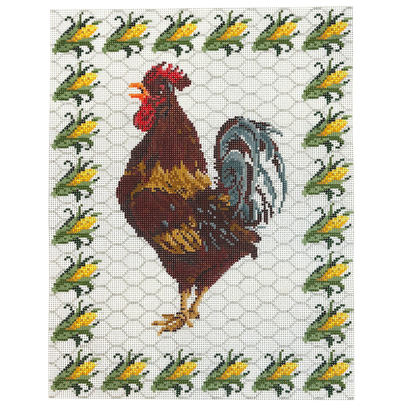 Rooster Loves Corn Painted Canvas The Meredith Collection - 1