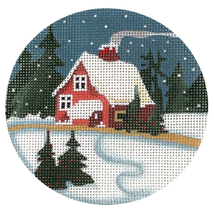 Rose Cottage Round Painted Canvas Melissa Shirley Designs - 1