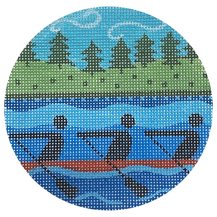 Rowing Round Painted Canvas Danji Designs - 1