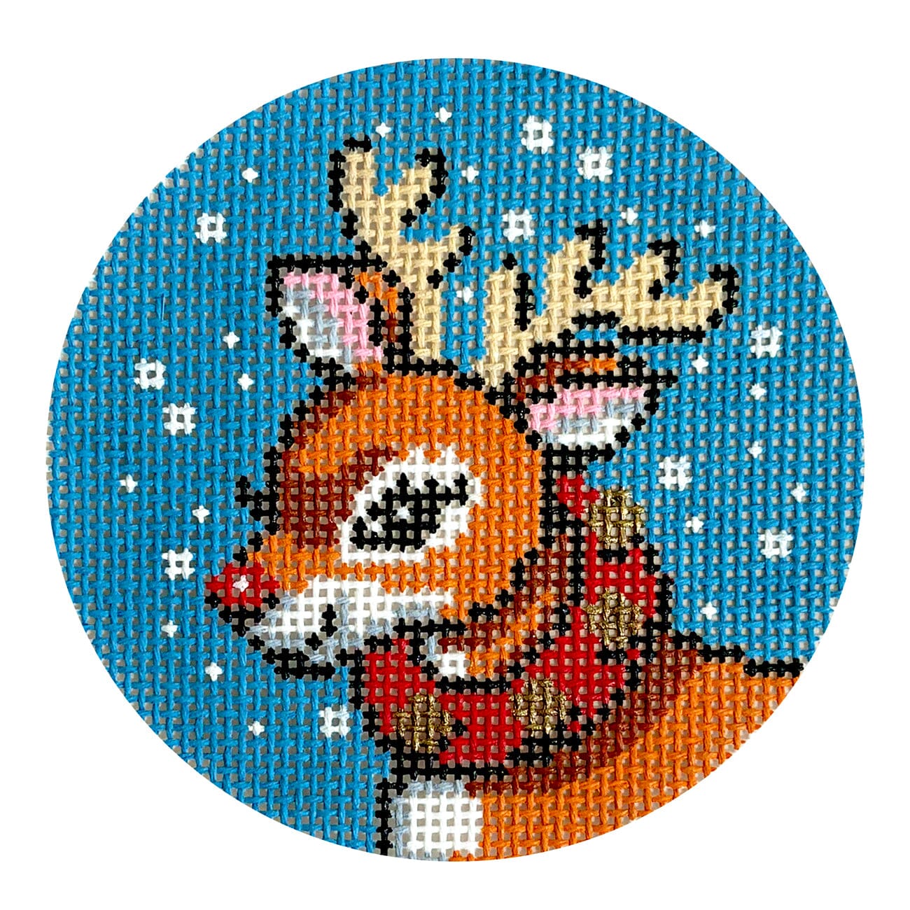 Rudolph 3" Round Painted Canvas Lee's Needle Art Inc. - 1