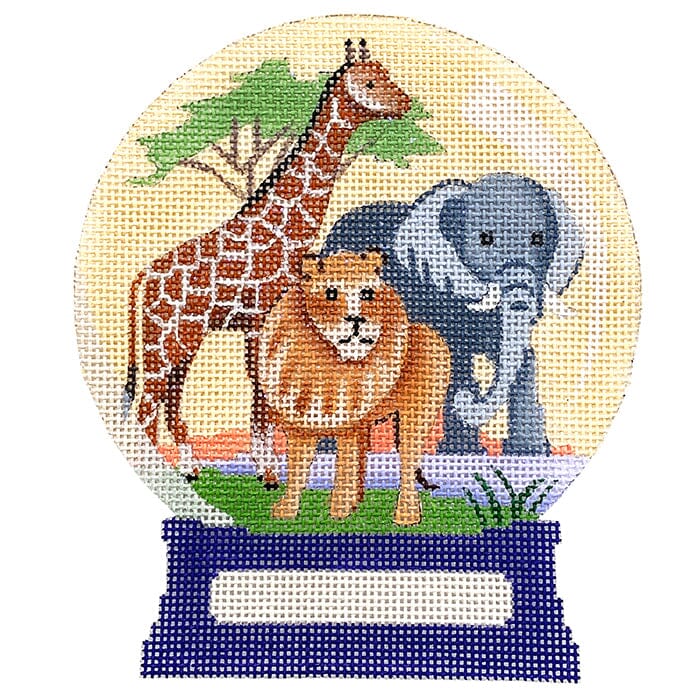 Safari Snow Globe Painted Canvas Vallerie Needlepoint Gallery - 1