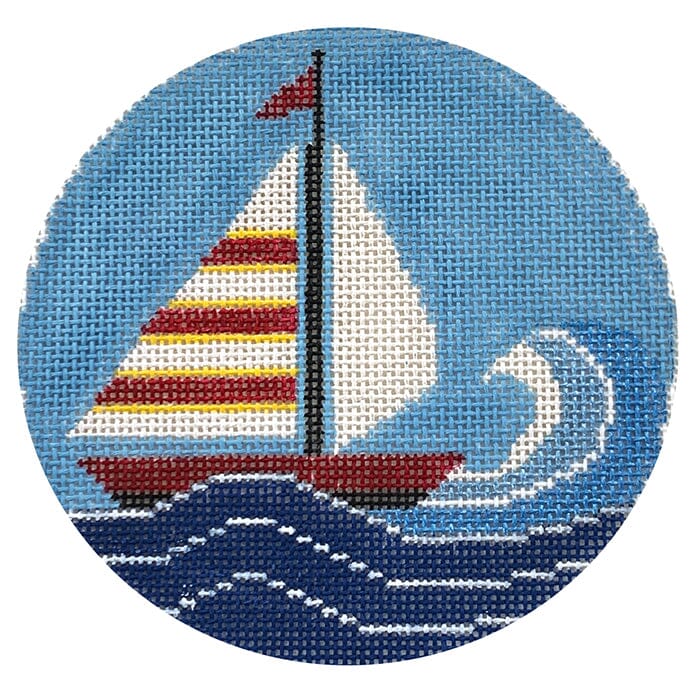Sailboat in Ocean Ornament Painted Canvas Danji Designs - 1