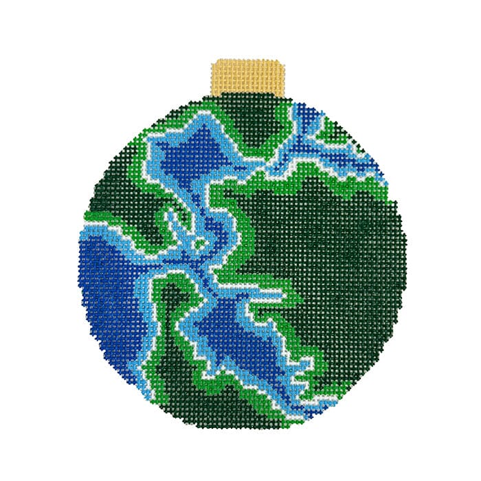 San Francisco Bay Map Ornament Painted Canvas Ann Kaye Studio