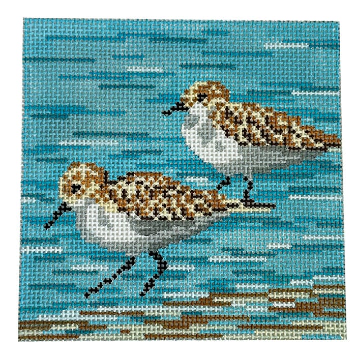 Sanderlings 4" Square Painted Canvas Needle Crossings - 1