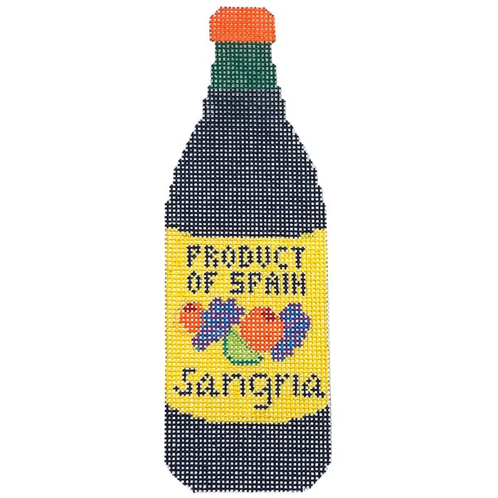 Sangria Bottle Painted Canvas Stitch Rock Designs - 1