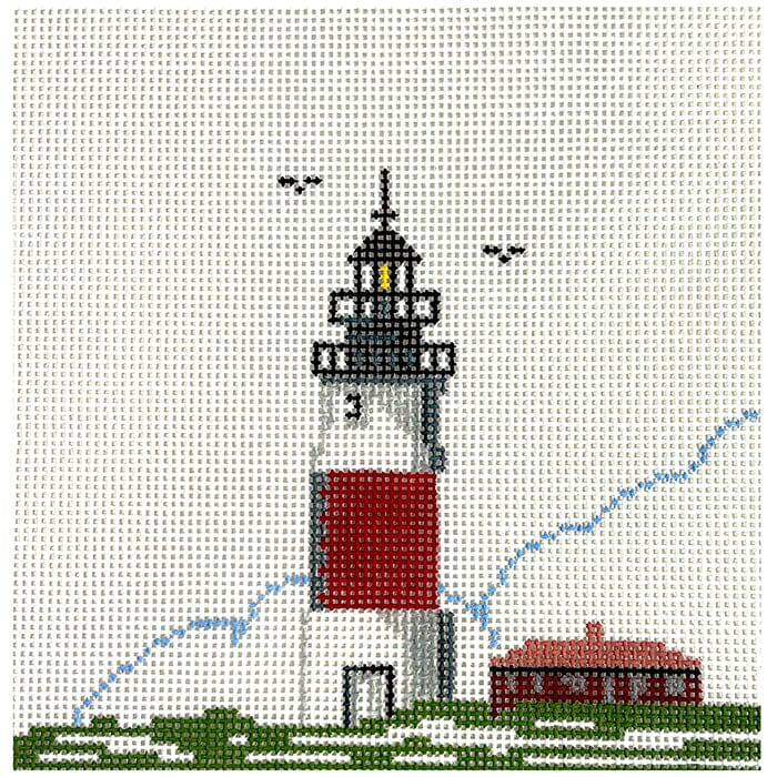Sankaty Head MA Lighthouse 5x5 Painted Canvas Silver Needle - 1