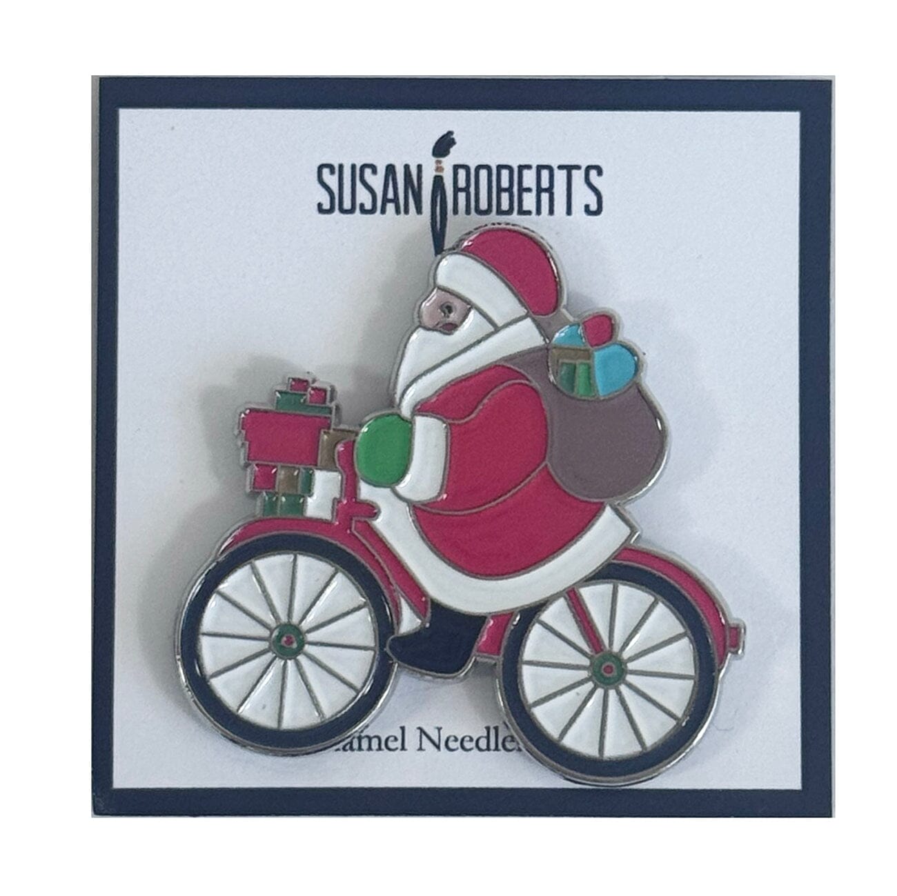 Santa, Biking Needleminder Accessories Susan Roberts Needlepoint Designs Inc. - 1