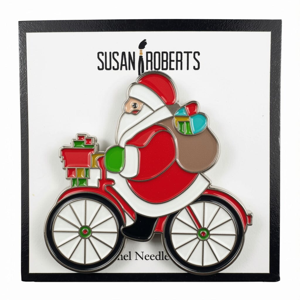 Santa, Biking Needleminder Accessories Susan Roberts Needlepoint Designs Inc. - 1
