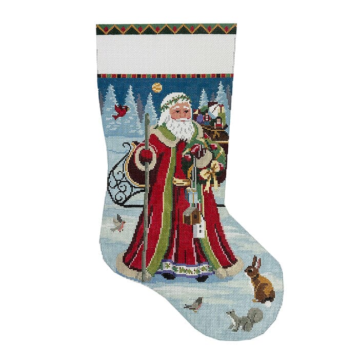 Santa Birdhouse Delivery Stocking Painted Canvas Susan Roberts Needlepoint Designs Inc. - 1