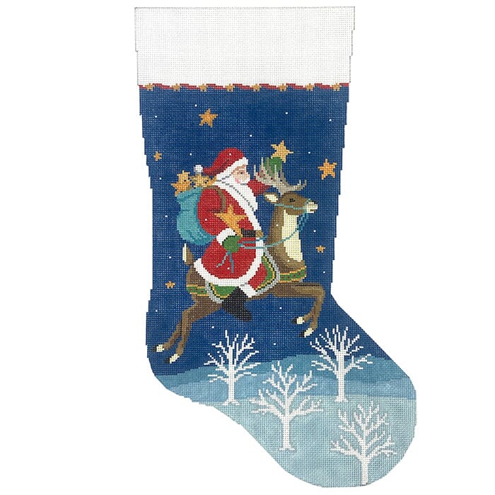 Santa Collecting Stars, Stocking Painted Canvas Susan Roberts Needlepoint Designs Inc. - 1